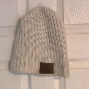 Cream Love Your Melon beanie with leather accent